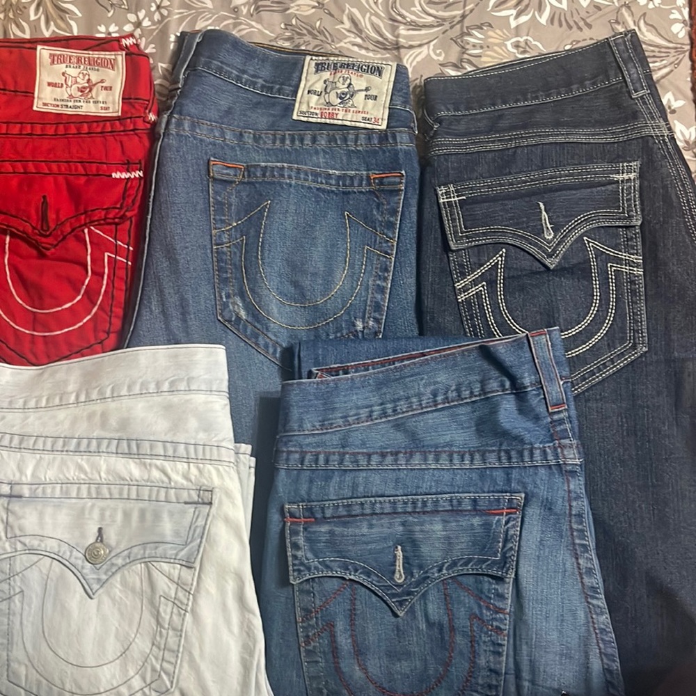 Red, light denim, 3 blue Jean $25 each